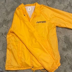 Yellow, vans, rain jacket, insulated inside, functional snaps.